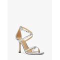 Celia Crystal Embellished Metallic Snake Embossed Sandal