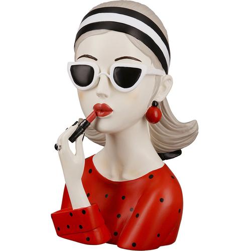 "Dekofigur GILDE ""Figur Lady mit rotem Lippenstift"" Dekofiguren Gr. B/H/T: 44,5 cm x 13 cm x 5 cm, bunt"