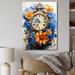 Bungalow Rose Boho Time Orange Flowers & Blue Feathers Framed On Canvas Print Canvas, Cotton in Blue/Orange | 20 H x 12 W x 1 D in | Wayfair