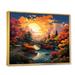 Millwood Pines Glorious Sunset Over Beautiful Autumn Garden On Canvas Print Metal in Blue/Green/Orange | 24 H x 32 W x 1 D in | Wayfair