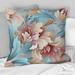 Designart "Pink And Blue Damask Flowering" Damask Printed Throw Pillow