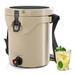 10 QT Drink Cooler Insulated Ice Chest with Spigot Flat Seat Lid and Adjustable Strap-Beige - Beige - 12" x 14"