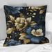 Designart "Dark Blue And Golden Gilded Damask Glamour V" Damask Printed Throw Pillow