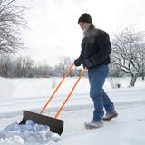 Snow Shovel with Wheels with 30 Inches Wide Blade and Adjustable Handle-Orange - 43.5" x 30" x 54"