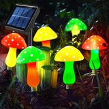 Bouanq Christmas Decorations Outdoor Solar Mushrooms Lights LED Solar Garden Decor Stake Lights Colored Lights 8 Modes Outside Solar Powered Garden Christmas Lights