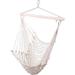 Hammock Chair Cotton Hanging Rope Hammock Distinctive Hanging Rope Air/Sky Chair Swing for Indoor Outdoor Garden Yard Beige (1 pcs)