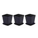 Kkewar Square Planters 3 Sets Thicken Flower Pots Square Planters Pot Trays Plastic Pots Creative Small Square Pots for Succulent Plants(each 3 of Small Black Square Basin Black Bottom Tray)