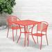 Flash Furniture 28 Square Indoor-Outdoor Steel Patio Table Set with 2 Round Back Chairs Coral