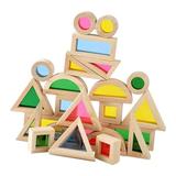 Kaleidoscopic Block Set 24Pcs Kaleidoscopic Blocks Stackable Wooden Blocks Kids Early Educational Toy