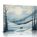 COMIO Winter pine Christmas canvas wall art abstract winter forest landscape aesthetic poster nature wilderness northern print vintage country landscape suitable for living room in unframed