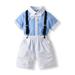 Shiningupup Boys Gentleman Outfit Suits Boys Short Pants Set Short Sleeve Romper Shirt Suspender Pants Bow Tie 4Pcs Baby Boy 3 6 Months Toddler Boy Clothes 4T Sets