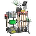 x-Cosrack Garden Tool Organizer with Wheel 3 Tier Yard Tool Tower Rack for Garage Organization and Storage with Extra Basket