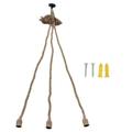 Triple Pendant Light Cord Kit Hemp Rope Vintage Pendant Light Cord Hemp Light Cord 1.5m with 3 Bulb Base for House Decoration 85â€‘265V