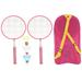 outdoor badminton racket set 1 Set Badminton Rackets Kids Badminton Training Tool Outdoor Sports Parent-child Playing Toy Set with Three Balls and Storage Bag (Pink)