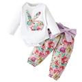 Clothes for Kids Girls Long Sleeve Cartoon Floral Print Tops and Pants 2Pcs Autumn and Winter Kids Outfits