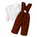 Clothes for Kids Solid Color Long Sleeves with Cute Polka Dot Overalls Autumn Winter Two Piece Kids Outfits