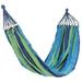 FRCOLOR Outdoor Hammock Parachute Portable Rainbow Swing Double Person Sleeping Bed with 40cm Anti Rollover Curved Wooden Stick for Camping Travel Survival (Blue 190x150cm)