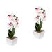 2 Pieces Artificial Flower Phalaenopsis Plant Pot Simulation Potted Flower Simulated Flower Adornment Fake Orchid In Pot