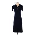 Jil Sander Navy Casual Dress - Sheath Collared Short sleeves: Blue Print Dresses - Women's Size Small