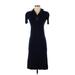 Jil Sander Navy Casual Dress - Sheath Collared Short sleeves: Blue Print Dresses - Women's Size Small