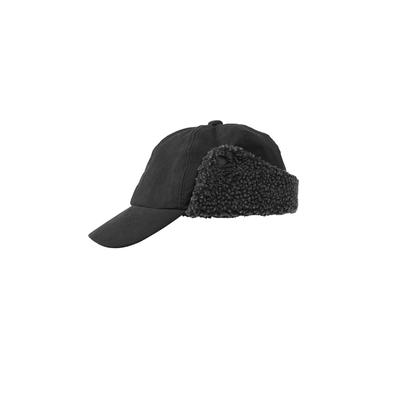 Men's Fur Trim Baseball Cap by KingSize in Black