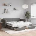 Daybed with Trundle and Drawers Dark Grey 90×190 cm Fabric