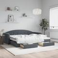 Daybed with Trundle and Drawers Dark Grey 90×190 cm Velvet