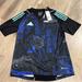 Adidas Shirts & Tops | Adidas Tiro Graphic Soccer Black V Neck Jersey Boys Large 13-14y Hr4208 Nwt | Color: Black/Blue | Size: Large 13/14