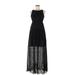 Bebe Cocktail Dress - Maxi: Black Grid Dresses - Women's Size 2