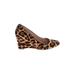 J.Crew Wedges: Tan Leopard Print Shoes - Women's Size 8 1/2 - Almond Toe