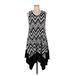 Tacera Casual Dress - A-Line Scoop Neck Sleeveless: Black Chevron/Herringbone Dresses - Women's Size 1X