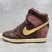 Nike Shoes | Nike Dunk Sky Hi Fw Qs Milan Wedge Heel Sneakers - Women's Size 8 - Brown Gold | Color: Brown/Gold | Size: 8