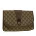 Gucci Bags | Gucci Gg Canvas Web Sherry Line Clutch Bag Pvc Leather Beige Green Auth 58679 | Color: Tan | Size: Os