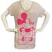 Disney Tops | Disney Mickey Mouse Burnout V Neck T-Shirt Women's Size Xxl | Color: Gray/Pink | Size: Xxl