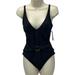 Michael Kors Swim | Michael Kors Ring Detail Waist Tank One Piece Swimsuit - Black - Size 12 | Color: Black | Size: 12