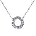 Women'S Sterling Silver Necklace, 0.3Ct Moissanite Pendant Necklace, Round Hollow Necklace, Wedding Party, Bridal Jewelry, One Size, Sterling Silver, precious gem