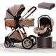 Toddler Stroller for 0-3 Years Old Ultra Compact Baby Stroller with Soft Blankets Baby Carriage Stroller 3 in 1 Lightweight Foldable Luxury Pram Newborn Stroller Cup Holder Pushchair,Khaki,outstan