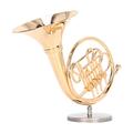 Miniature French Horn Model, Copper Miniature French Horn with Stand and Case, High Simulation Mini Musical Instrument for Ornament Decorative Christmas Birthday Gift