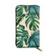 DEHIWI Green Banana Leaves Womens Leather Long Wallet Zip Around Clutch Bag Travel Purse Credit Card Holder, Green, One Size