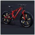 USMASK Bikes 26 inch for Men Women Giant Fat Tyre Mountain Trail Bike for Boys Girls, Dual-Suspension Bicycle High-Carbon Steel Frame Anti-Slip Off-Road Bikes/Red 5 Spoke/7 Speed
