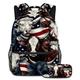 American Flag Animals Backpack with Pencil Case, Schoolbag Set for Boys Girls Teens, Travel Book Bag for Students