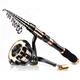 DRENGE Carbon Telescopic Fishing Rod Spinning Reel Combo Set with Line Lures Kit Bag for Kids Men Women(3.6M 141.7in 11.81ft)