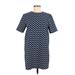 Zara Casual Dress - Shift Crew Neck Short sleeves: Blue Chevron/Herringbone Dresses - Women's Size Medium