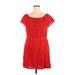 Charlotte Russe Casual Dress - Mini Boatneck Short sleeves: Red Print Dresses - Women's Size 1X