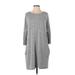 Wilfred Free Casual Dress - Sweater Dress Crew Neck 3/4 sleeves: Gray Marled Dresses - Women's Size X-Small