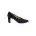 Chanel Heels: Pumps Chunky Heel Classic Black Print Shoes - Women's Size 37 - Almond Toe