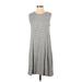 Lou & Grey for LOFT Casual Dress - A-Line: Gray Stripes Dresses - Women's Size Small