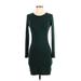 Obey Casual Dress - Bodycon: Green Solid Dresses - Women's Size X-Small