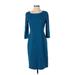 Elie Tahari Casual Dress - Sheath: Blue Solid Dresses - Women's Size 4
