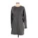 Athleta Casual Dress - Shift Crew Neck Long Sleeve: Gray Solid Dresses - Women's Size Small